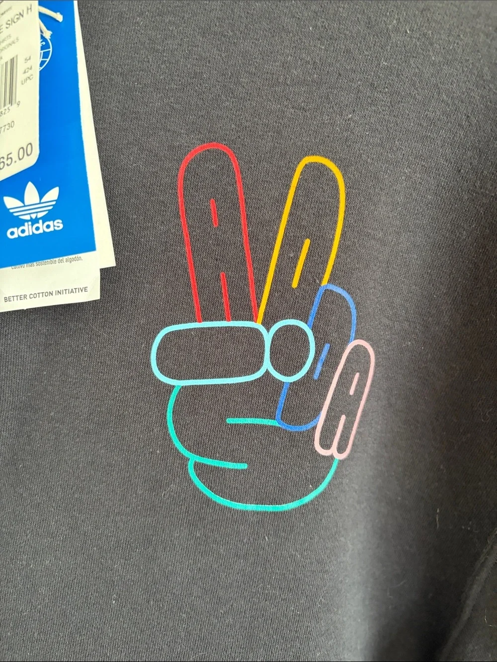 adidas OG Peace Sign Mens Black Hoodie